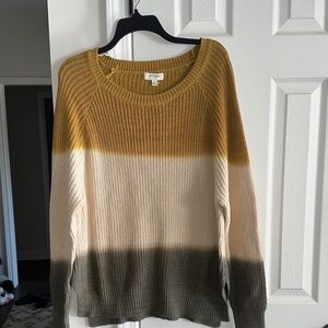 Umgee Mustard, Cream, and Olive Gradient Sweater